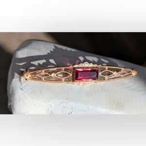 Victorian Filigree Garnet Brooch